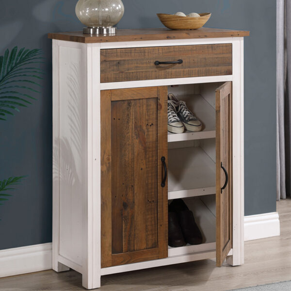White Barkingside Shoe Storage Cupboard With Drawer | Fully Assembled
