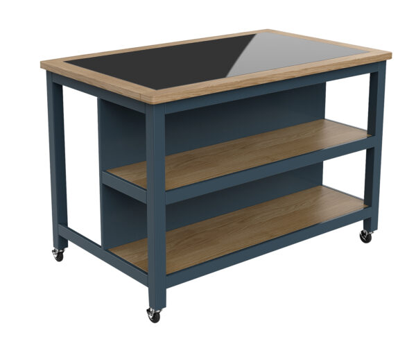 Kennington Kitchen Island (Blue) Open with Breakfast Bar | Fully Assembled
