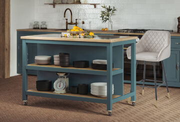 Kennington Kitchen Island (Blue) Open with Breakfast Bar