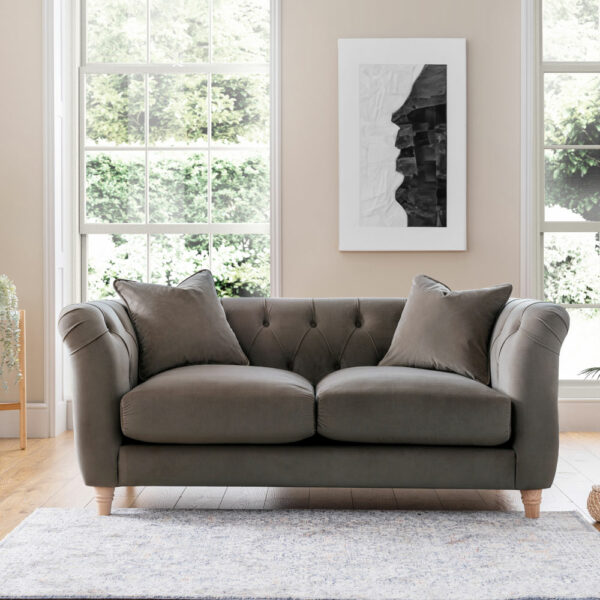 Weston 2 Seater Sofa | Velvet Mushroom | Fully Assembled