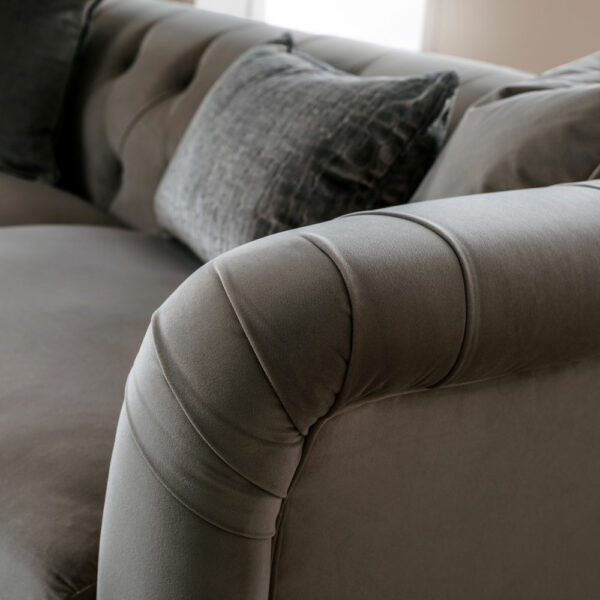 Weston 3 Seater Sofa | Velvet Mushroom | Fully Assembled