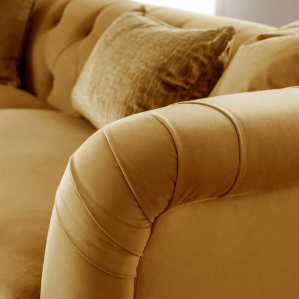Weston 3 Seater Sofa | Velvet Ochre | Fully Assembled