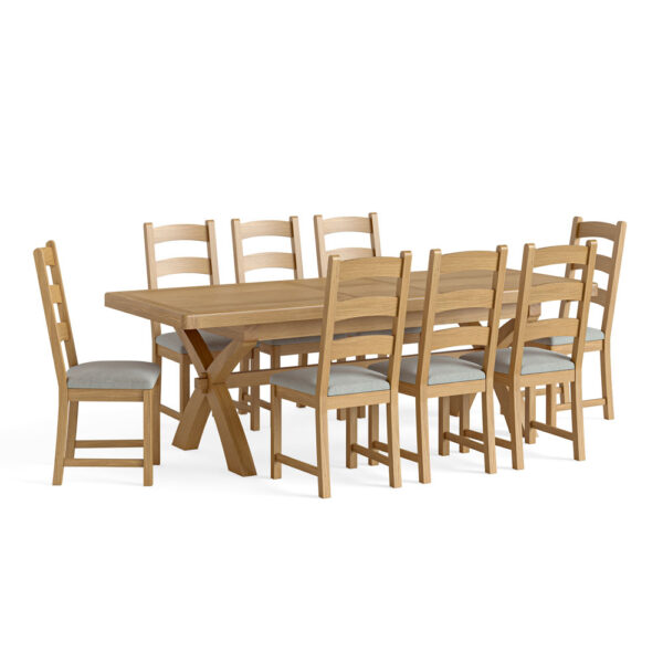 Oak Shire Cross Leg  Ext Dining Table | Self Assembly