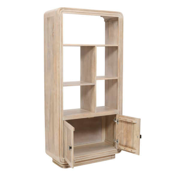 Beachfront Carved Mango Wood Bookcase | Fully Assembled