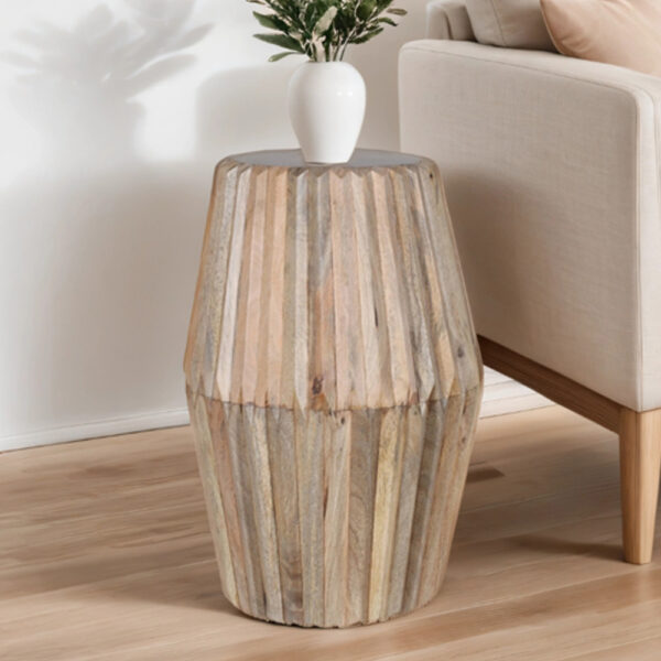Beachfront Carved Mango Wood Side Table | Fully Assembled