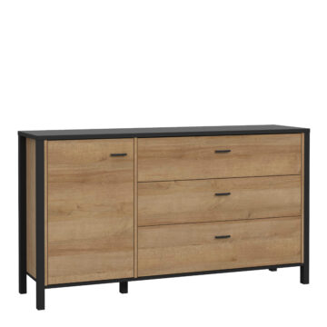 Hard Rock Chest of Drawers in Matt Black/Riviera Oak