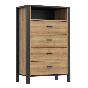 Hard Rock Chest of Drawers in Matt Black/Riviera Oak