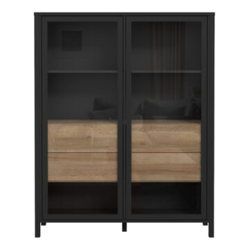 Hard Rock Extra Wide Display Cabinet in Matt Black/Riviera Oak