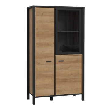 Hard Rock Small Display Cabinet in Matt Black/Riviera Oak