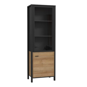 Hard Rock Wide Display Cabinet in Matt Black/Riviera Oak