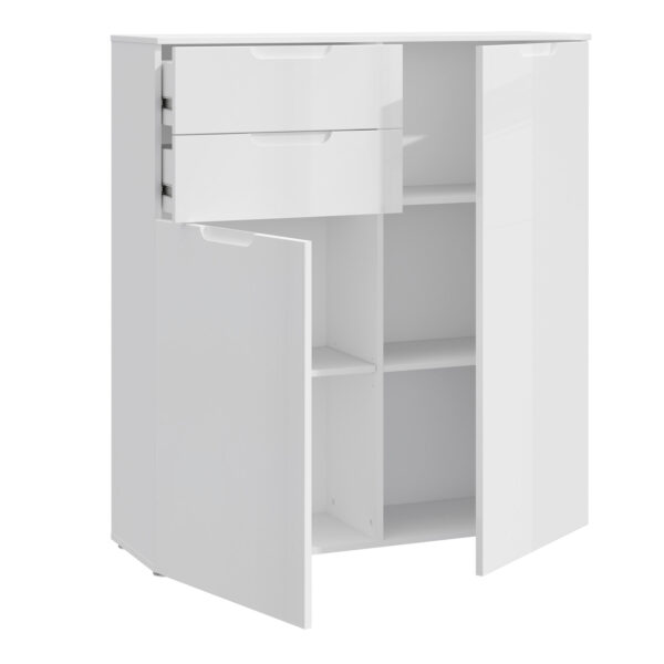 Harper Chest of Drawers in White/White High Gloss | Self Assembly