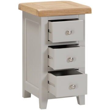 Wessex Grey Compact 3 Drawer Bedside
