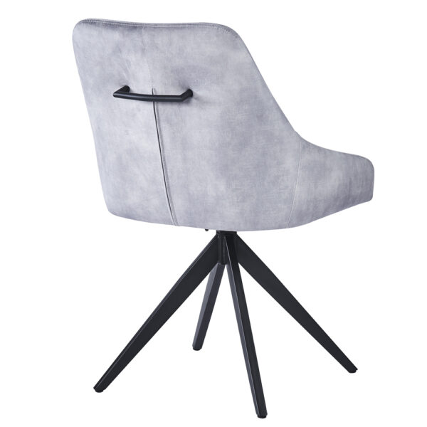 Hugo Light Grey Velvet Swivel Dining Chair - Black Legs | Self Assembly