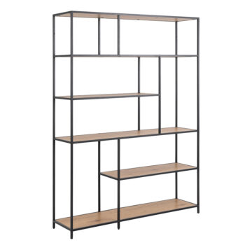 Milford  Bookcase with 1 Drawer and 5 Shelves in Black and Oak