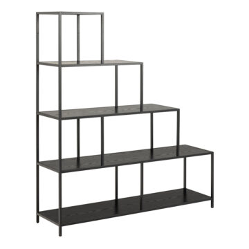 Milford Bookcase with 4 Shelves and 1 Drawer in Black