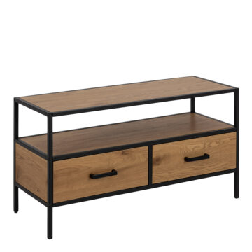 Milford TV Unit 2 Drawers in Black & Oak