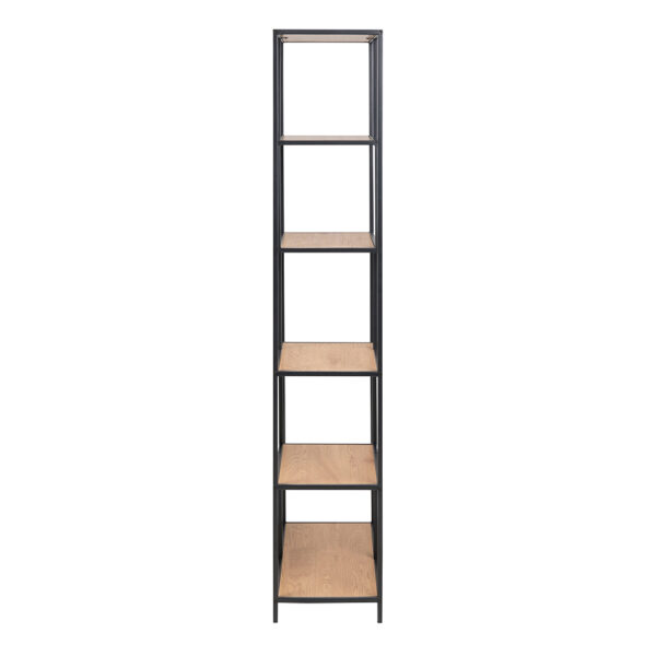 Milford Tall Black Metal Bookcase with 5 Oak Shelves | Self Assembly