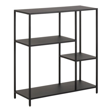 Newland Asymmetrical Bookcase with 3 Shelves in Matt Black