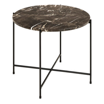 Avila Side Table in Brown Marble Effect Ø52x40 cm