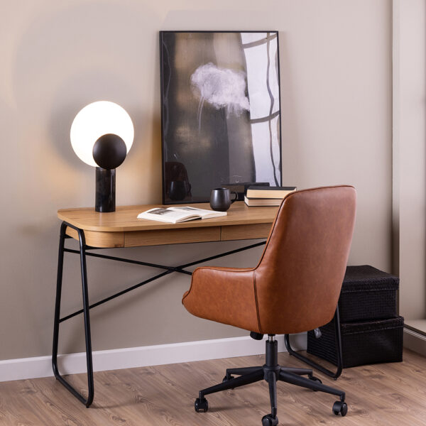 Blueton Office Desk with 2 Drawers in Black and Oak | Assembly Required