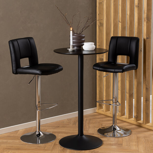 Ibiza Tall Round Bar Table in Black | Assembly Required