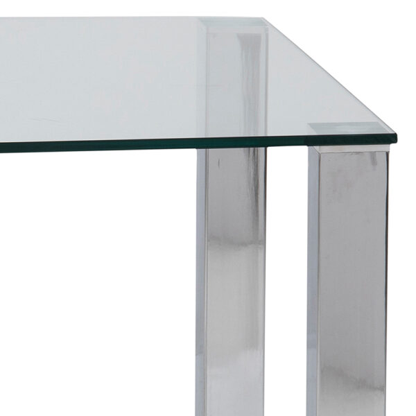 Silver Kante Dining Table with Glass Top | Assembly Required