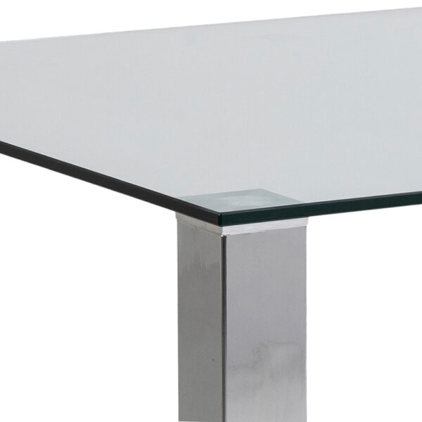 Silver Kante Dining Table with Glass Top | Assembly Required