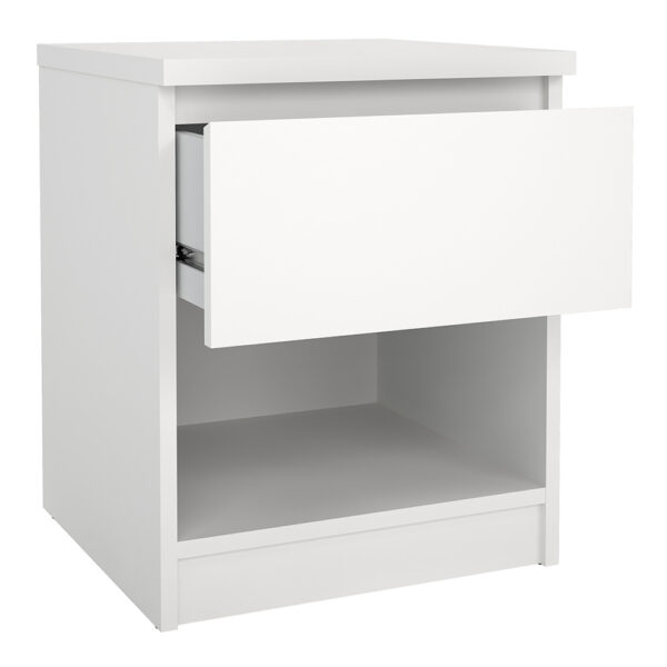 Moderno Bedside 1 Drawer 1 Shelf in White | Assembly Required