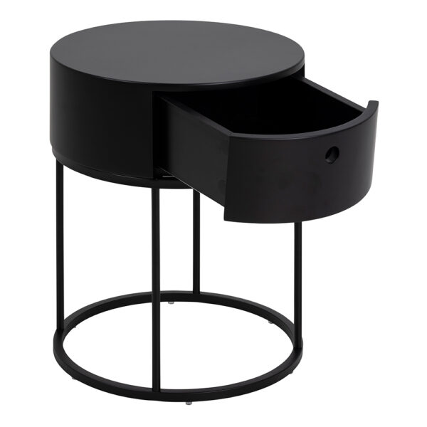 Polo Round Bedside Table in Black | Assembly Required