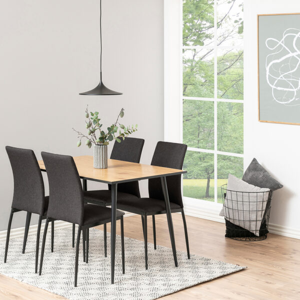 Wilma Dining Table with Oak Top & Black Legs | Assembly Required