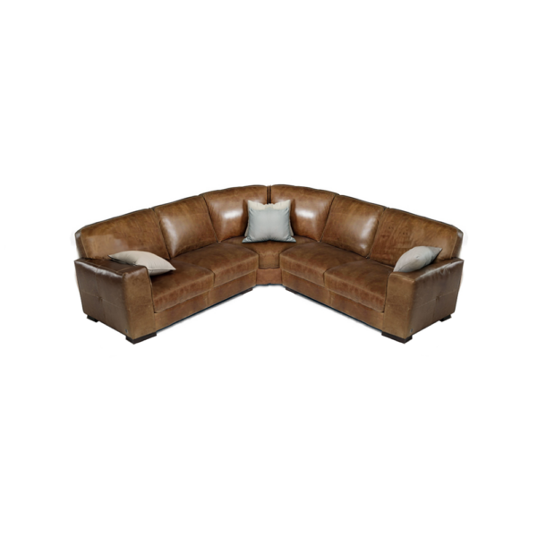 Tuscany Italian Leather Corner Sofa | Brianza Cognac Brown