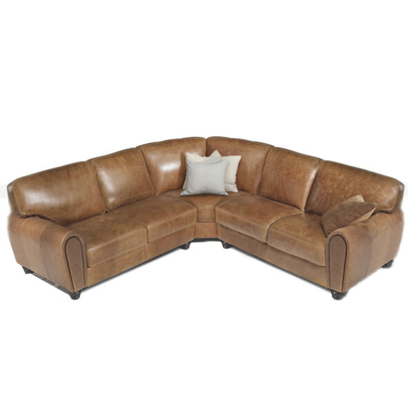Viora Italian Leather Corner Sofa | Brianza Cognac Brown