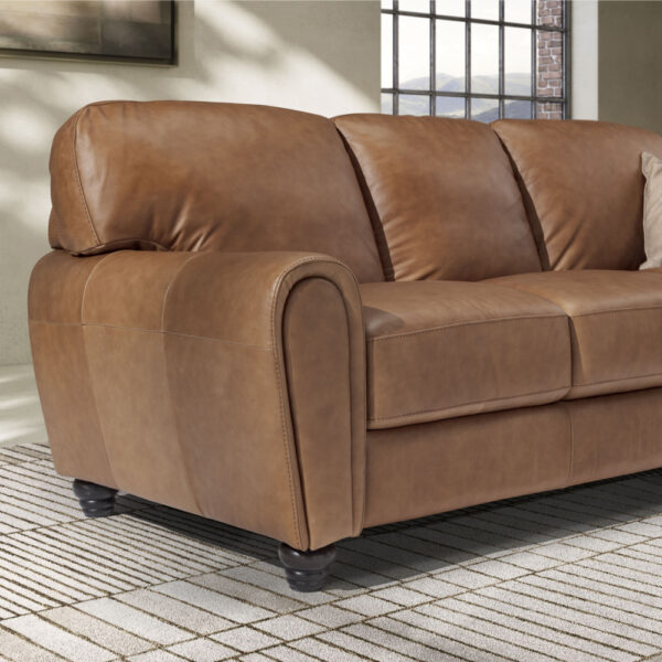 Viora Italian Leather Corner Sofa | Brianza Cognac Brown