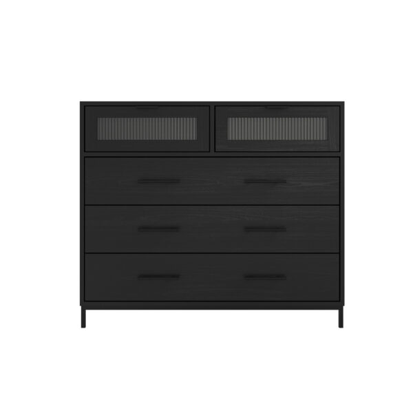 Edison Mattee Black / Reeded Chest of Drawers | Assembly Required