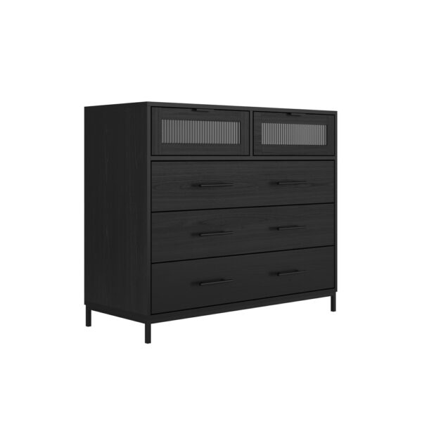 Edison Mattee Black / Reeded Chest of Drawers | Assembly Required