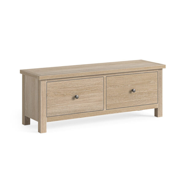 Oaktide Large 2 Drawer Bench - Oak - White Wash | Fully Assembled