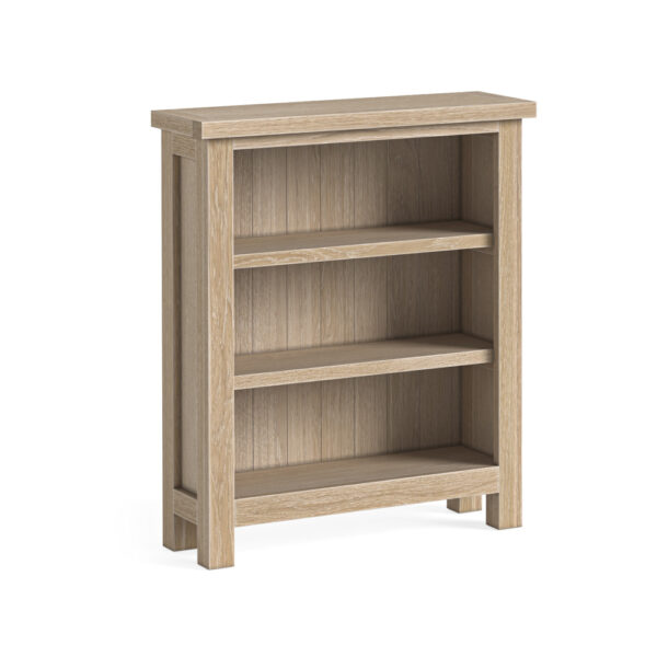 Oaktide Low Bookcase - Oak - White Wash | Assembly Required