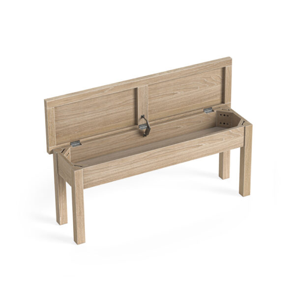 Oaktide Shallow Storage Bench - Oak - White Wash | Assembly Required