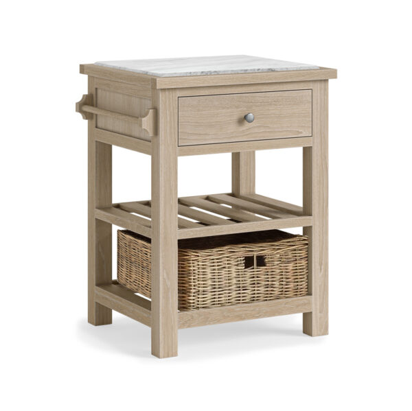 Oaktide Small Kitchen Island- Oak - White Wash | Fully Assembled