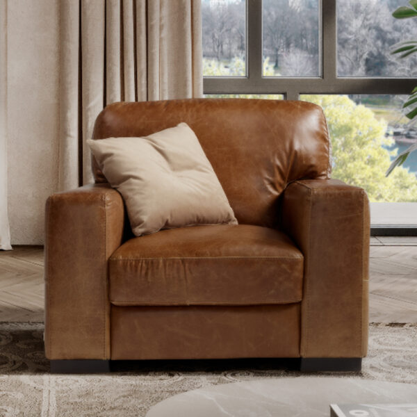 Tuscany Italian Leather Armchair | Brianza Cognac Brown