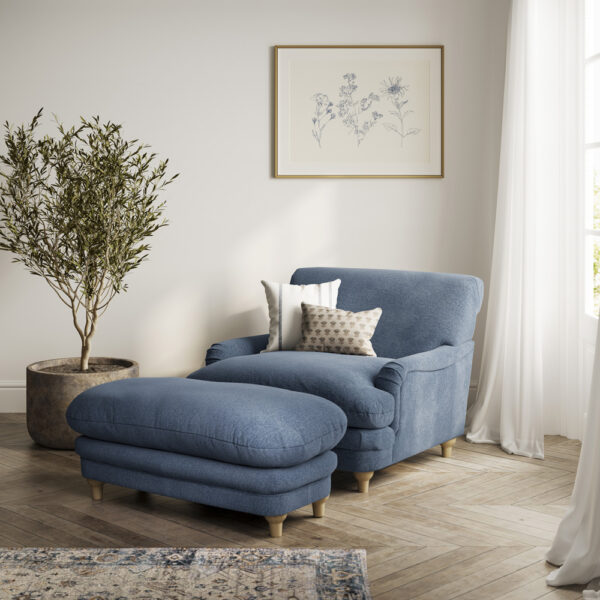 Indiana Footstool Denim Blue Weave | Assembly Required