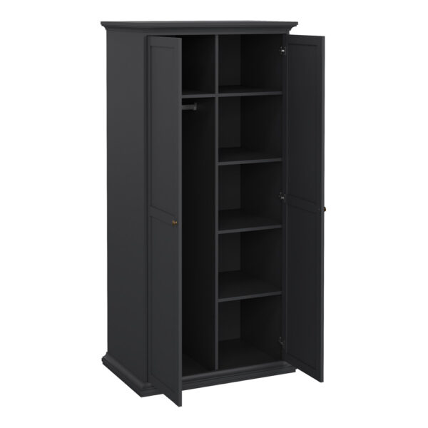 Paris 3 Piece Bundle, Bedside, Chest and 2 Door Wardrobe In Matt Grey | Assembly Required