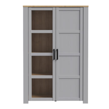 Bruma Display Cabinet inc. 2x LED Lights in Riviera Oak/Grey Oak