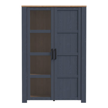 Bruma Display Cabinet inc. 2x LED Lights in Riviera Oak/Navy