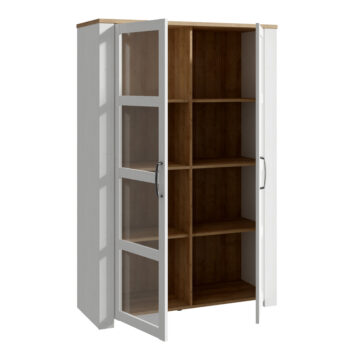 Bruma Display Cabinet inc. 2x LED Lights in Riviera Oak/White