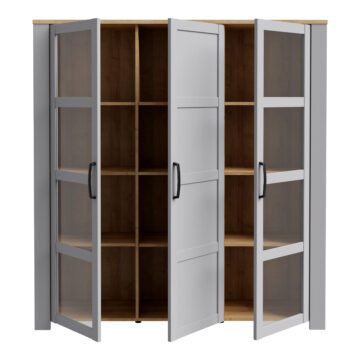 Bruma Large Display Cabinet inc. 4x LED Lights in Riviera Oak/Grey Oak