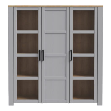 Bruma Large Display Cabinet inc. 4x LED Lights in Riviera Oak/Grey Oak