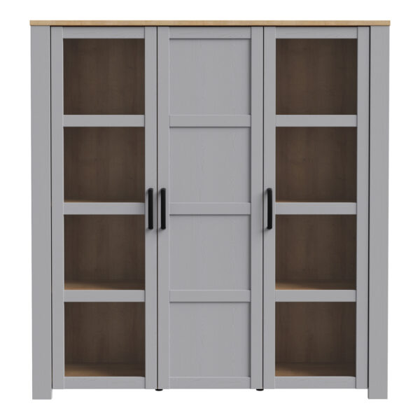 Bruma Large Display Cabinet inc. 4x LED Lights in Riviera Oak/Grey Oak