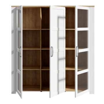 Bruma Large Display Cabinet inc. 4x LED Lights in Riviera Oak/White