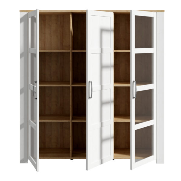 Bruma Large Display Cabinet inc. 4x LED Lights in Riviera Oak/White